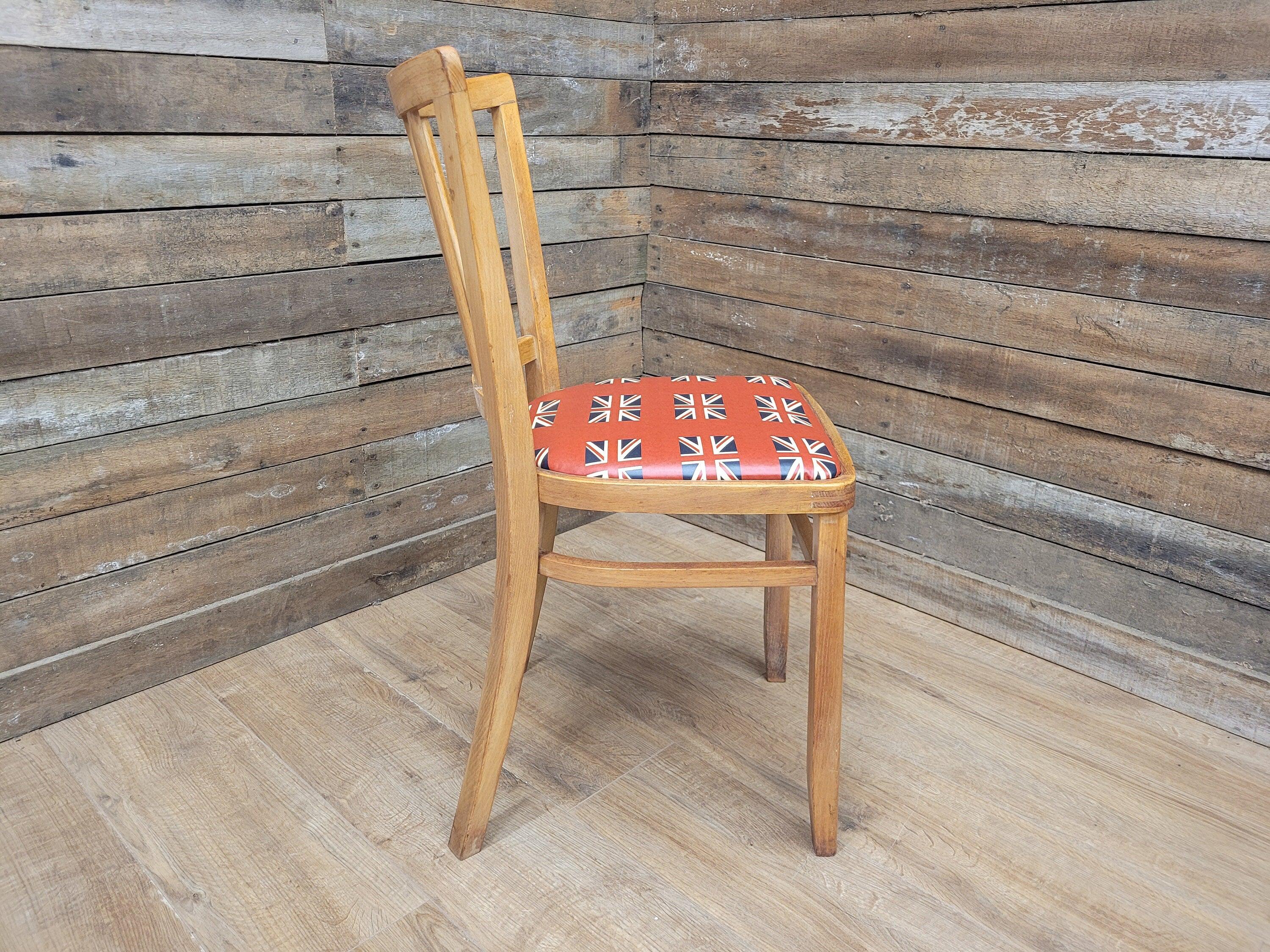 Mid Century Blonde Bentwood Bedroom Office Desk Chair Union Jack Seat Retro Chic