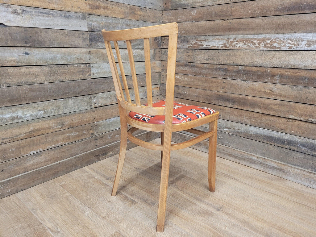 Mid Century Blonde Bentwood Bedroom Office Desk Chair Union Jack Seat Retro Chic