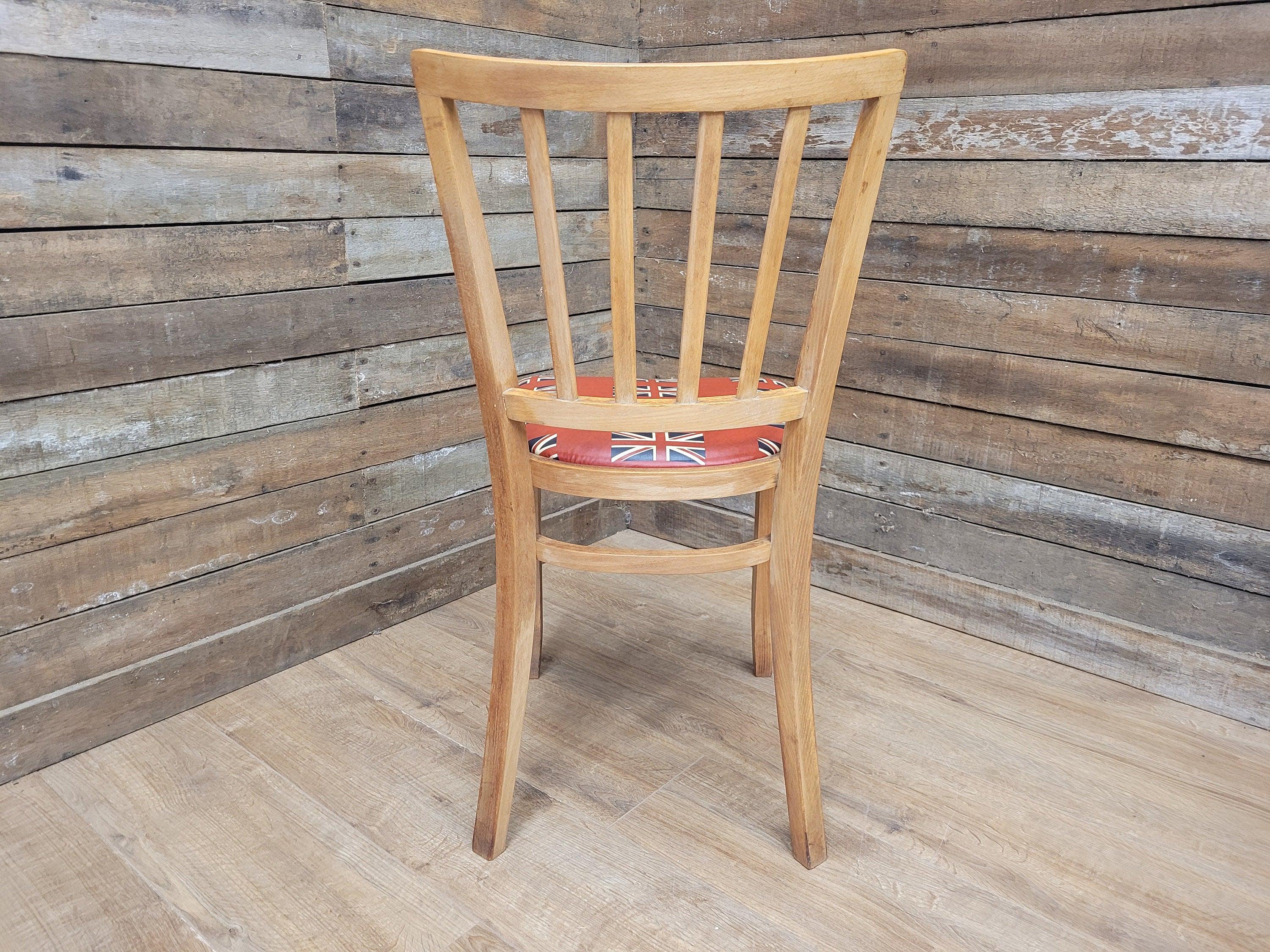 Mid Century Blonde Bentwood Bedroom Office Desk Chair Union Jack Seat Retro Chic