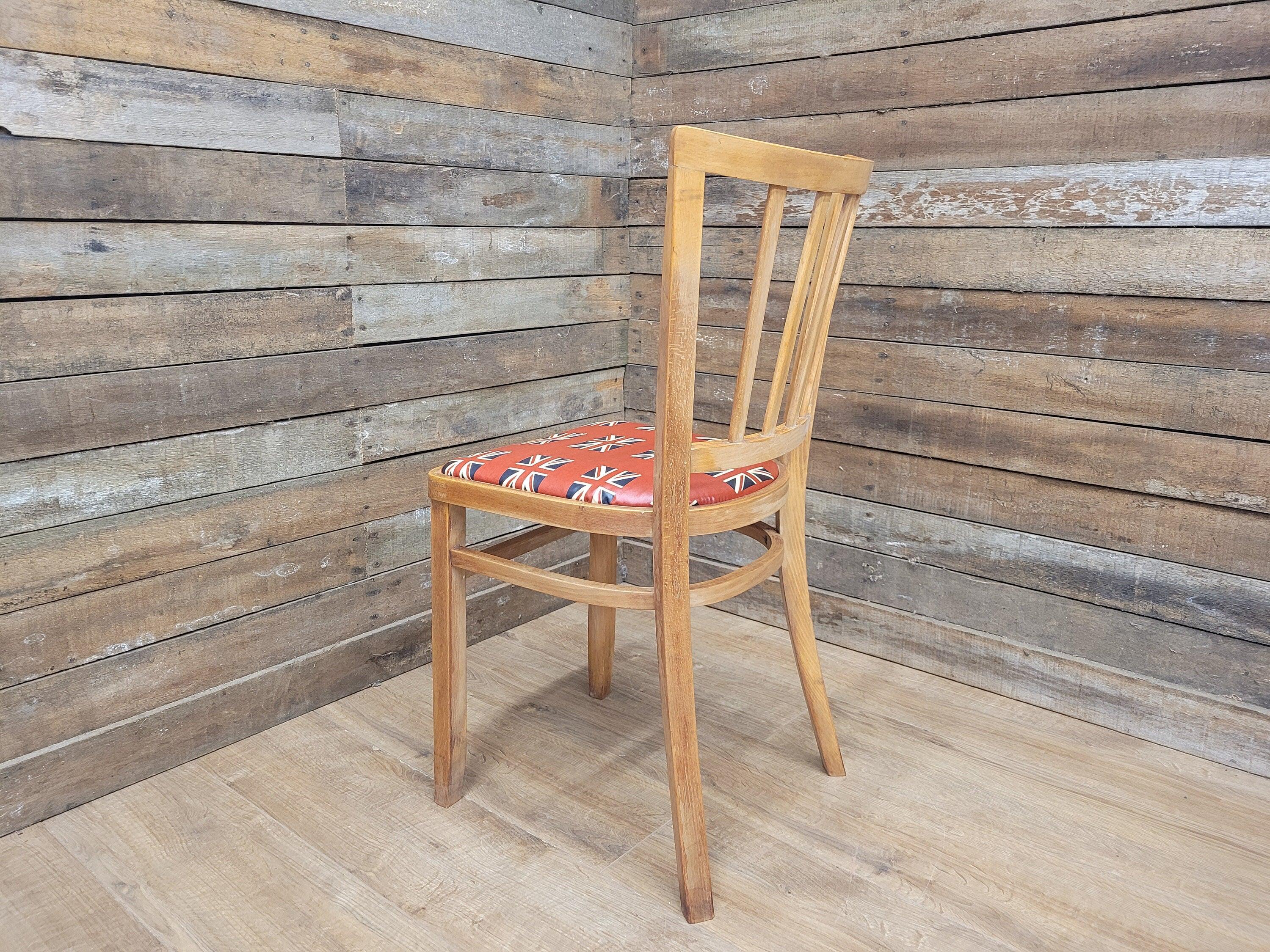 Mid Century Blonde Bentwood Bedroom Office Desk Chair Union Jack Seat Retro Chic