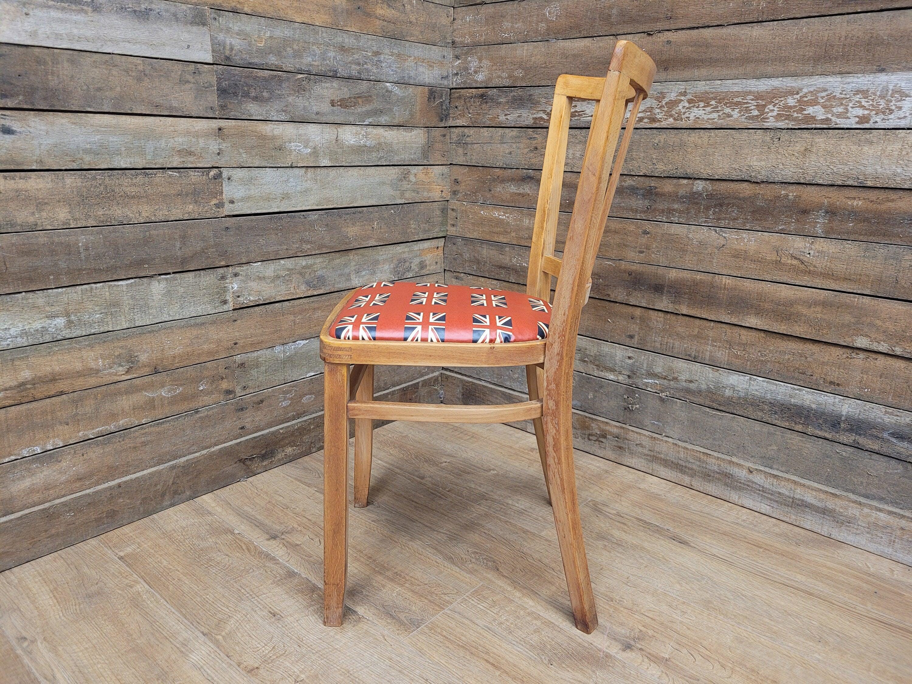 Mid Century Blonde Bentwood Bedroom Office Desk Chair Union Jack Seat Retro Chic
