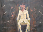 Large 6x7ft Surreal Oil Painting Nude Figure on Chair Modern Expressionist Art