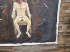 Large 6x7ft Surreal Oil Painting Nude Figure on Chair Modern Expressionist Art