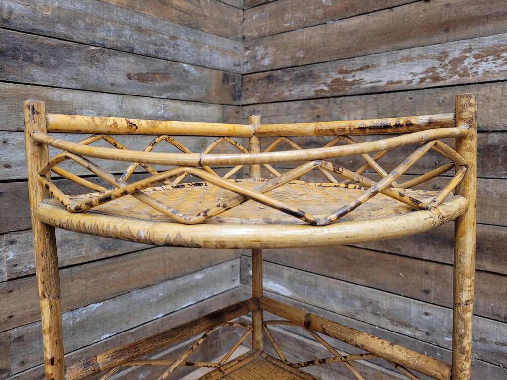 Antique Three Tier Corner Bamboo Whatnot Plant Stand