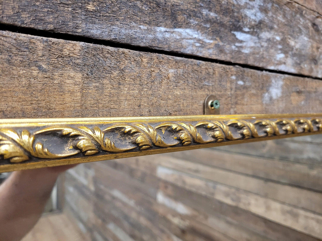 Vintage Bevel Edged Style Distressed Gold Framed Over Mantle Wall Mirror