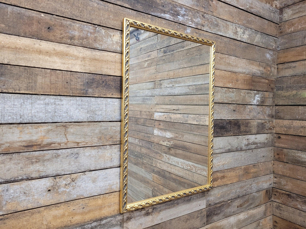 Vintage Bevel Edged Style Distressed Gold Framed Over Mantle Wall Mirror