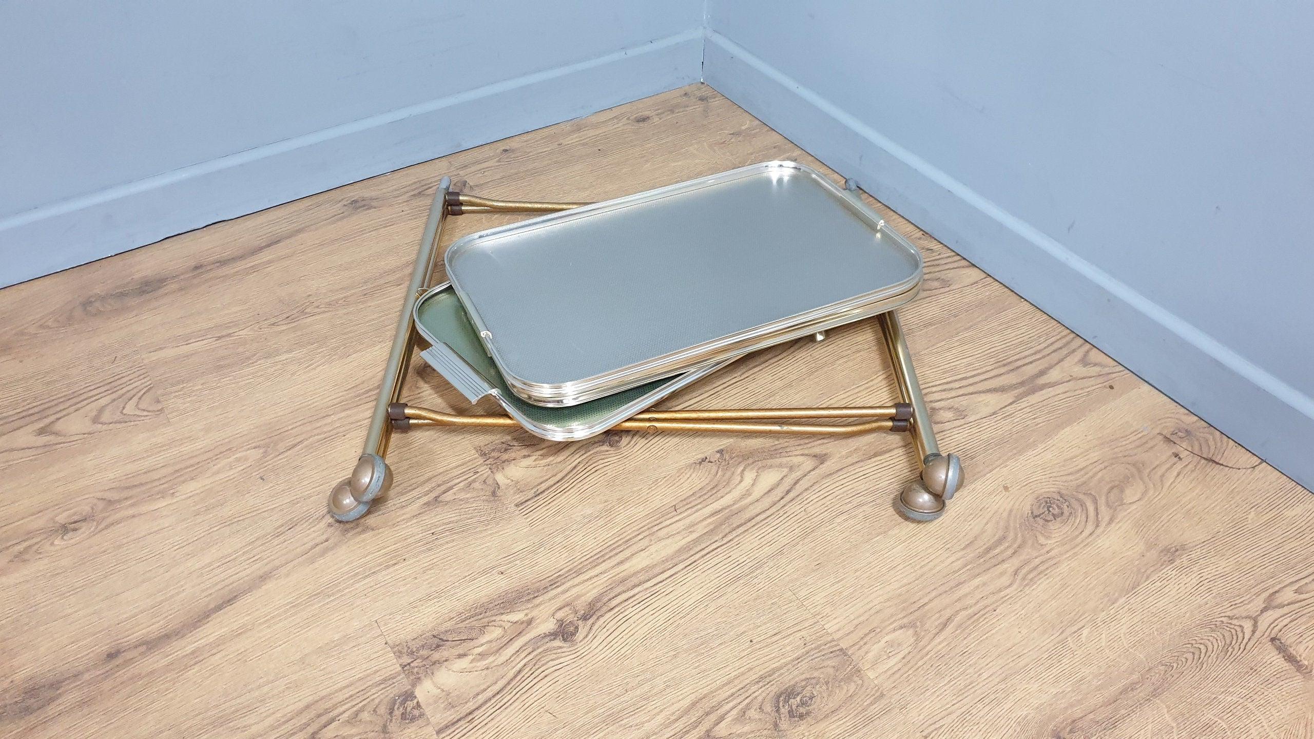Mid Century Three Tier Retro Drinks Cocktail Trolley Removable Trays Foldable