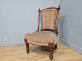 Antique Victorian Mahogany Buttoned Back Nursing Chair Carved Detail