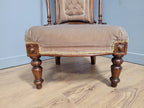 Antique Victorian Mahogany Buttoned Back Nursing Chair Carved Detail