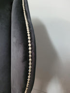 Stylish Upholstered Black Velvet Wingback Armchair Scrolled Arms Chrome Studs