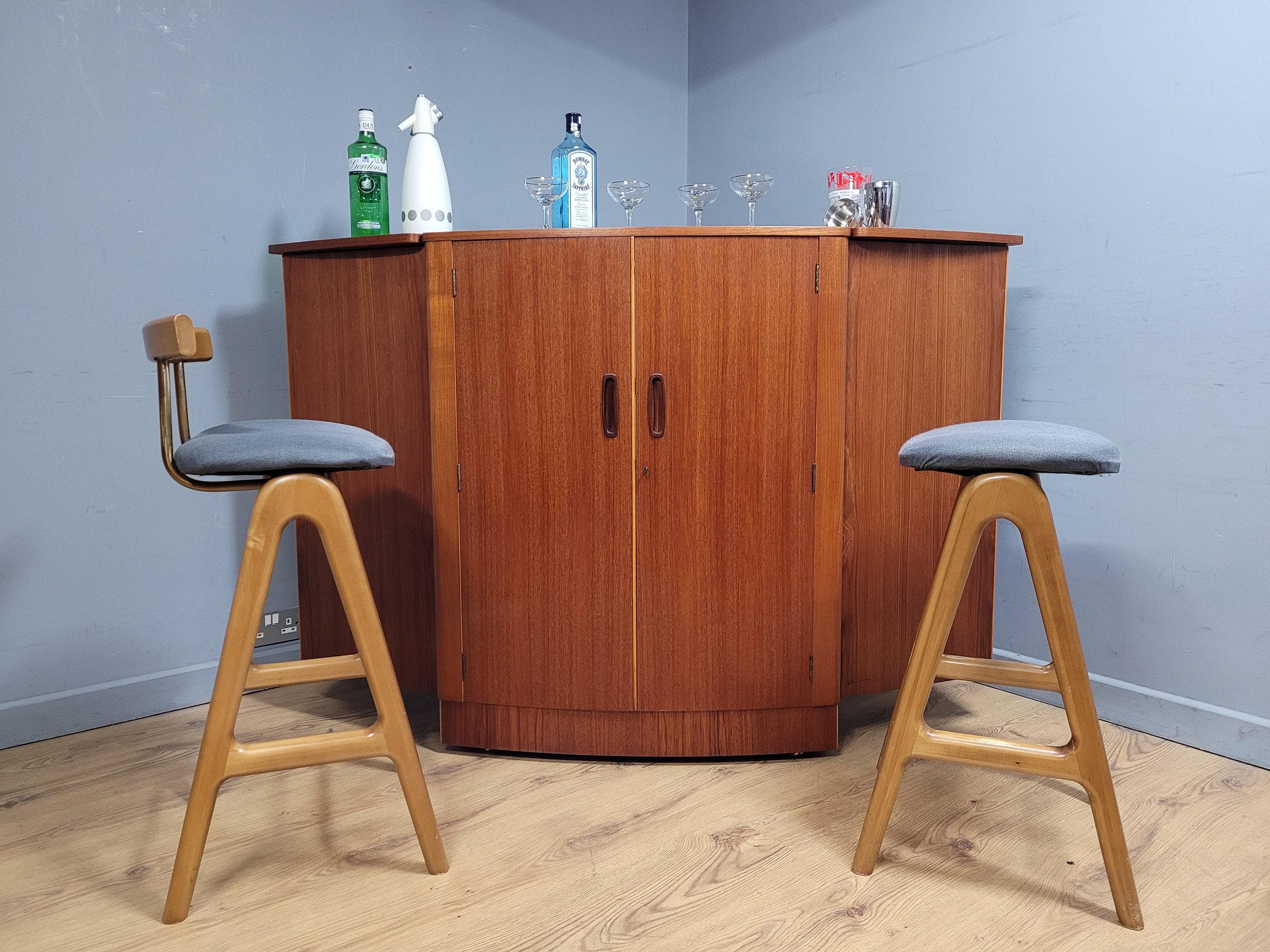 Fab! Mid Century Turnidge of London Teak Fold Out Bar Fits Corner *RARE*