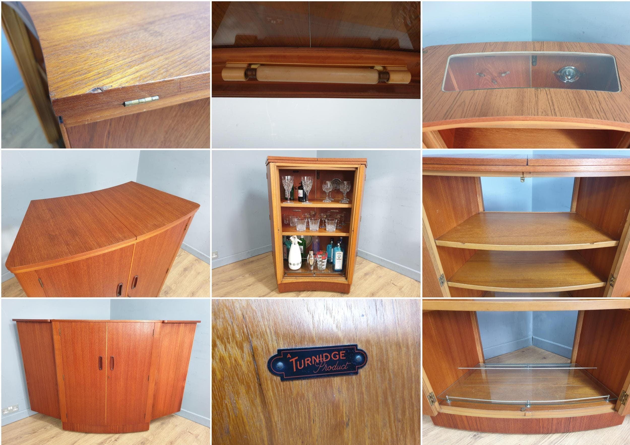 Fab! Mid Century Turnidge of London Teak Fold Out Bar Fits Corner *RARE*