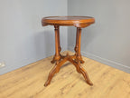 Vintage Inlaid Burr Walnut Occasional Table Turned Fluted Legs Finial Detail