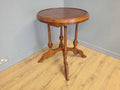 Vintage Inlaid Burr Walnut Occasional Table Turned Fluted Legs Finial Detail