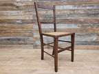 Antique Edwardian Oak Ladder Back Bergere Rattan Cane Seat Chair