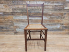 Antique Edwardian Oak Ladder Back Bergere Rattan Cane Seat Chair
