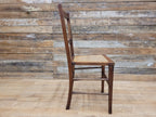 Antique Edwardian Oak Ladder Back Bergere Rattan Cane Seat Chair
