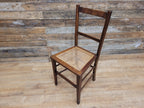 Antique Edwardian Oak Ladder Back Bergere Rattan Cane Seat Chair