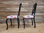 Two Antique Mahogany Victorian bedroom Chairs Carved Fret Back Cabriole Legs