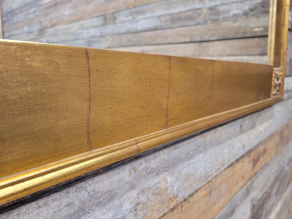 Gold Gilt Style Tile Effect Framed Mantle Wall Mirror Carved Detail