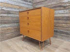 Mid Century Teak G Plan Form Five Chest Of Four Drawers Copper Hairpin Legs