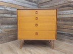 Mid Century Teak G Plan Form Five Chest Of Four Drawers Copper Hairpin Legs