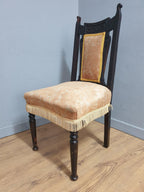 Victorian Antique Mahogany Ebonised Bedroom Chair Carved Back Detail