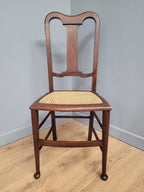 Antique Arts And Crafts Wood Framed Bergere Seat Hall Bedroom Chair