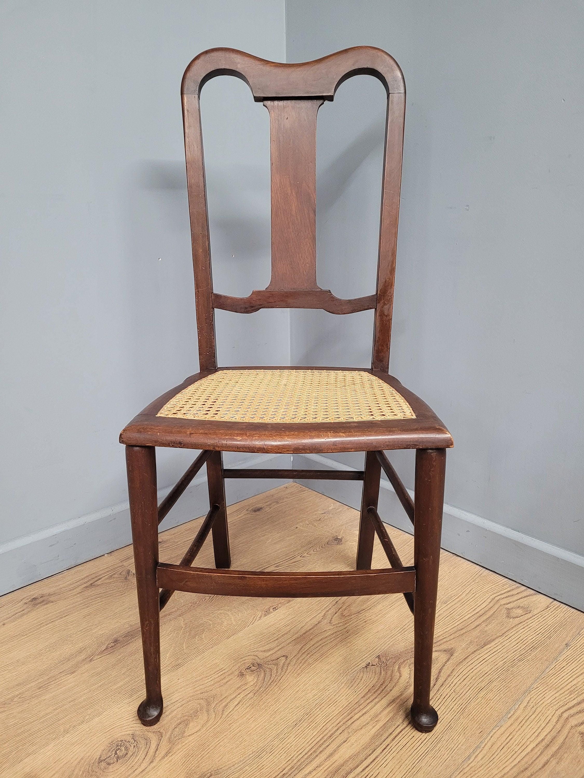 Antique Arts And Crafts Wood Framed Bergere Seat Hall Bedroom Chair