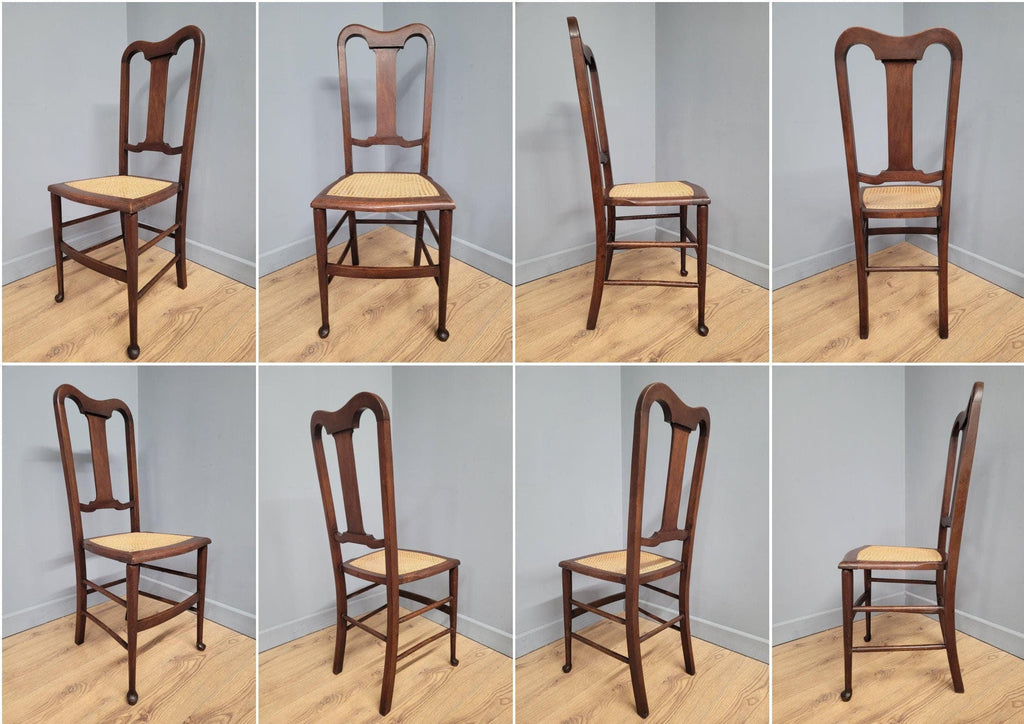 Antique Arts And Crafts Wood Framed Bergere Seat Hall Bedroom Chair