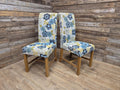 Pair Of Blonde Oak Country House Style Hall Bedroom Dining Chairs Floral Fabric