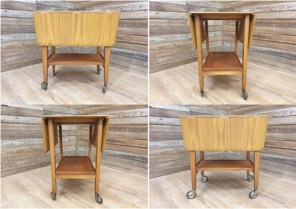 Mid Century Rectangular Drop Leaf Formica Drinks Cocktail Trolley Retro