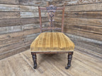Antique Mahogany Edwardian Hall or Bedroom Chairs Fret Backs Striped Seat