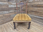 Antique Mahogany Edwardian Hall or Bedroom Chairs Fret Backs Striped Seat