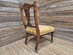 Antique Mahogany Edwardian Hall or Bedroom Chairs Fret Backs Striped Seat
