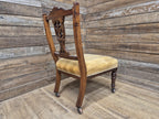 Antique Mahogany Edwardian Hall or Bedroom Chairs Fret Backs Striped Seat