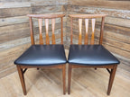 Four Danish Influenced Teak Ladder Back Mid Century Dining Chairs Black Vinyl