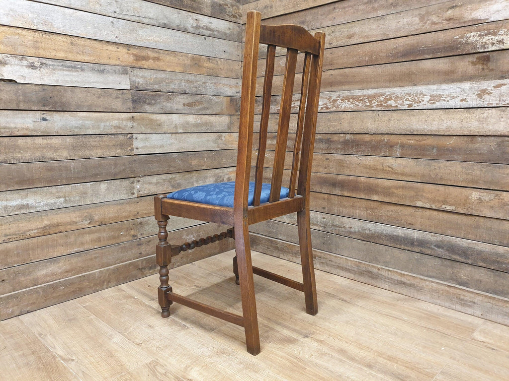 Vintage Early 20thC Barley Twist Oak Slat Back Hall or Bedroom Chair