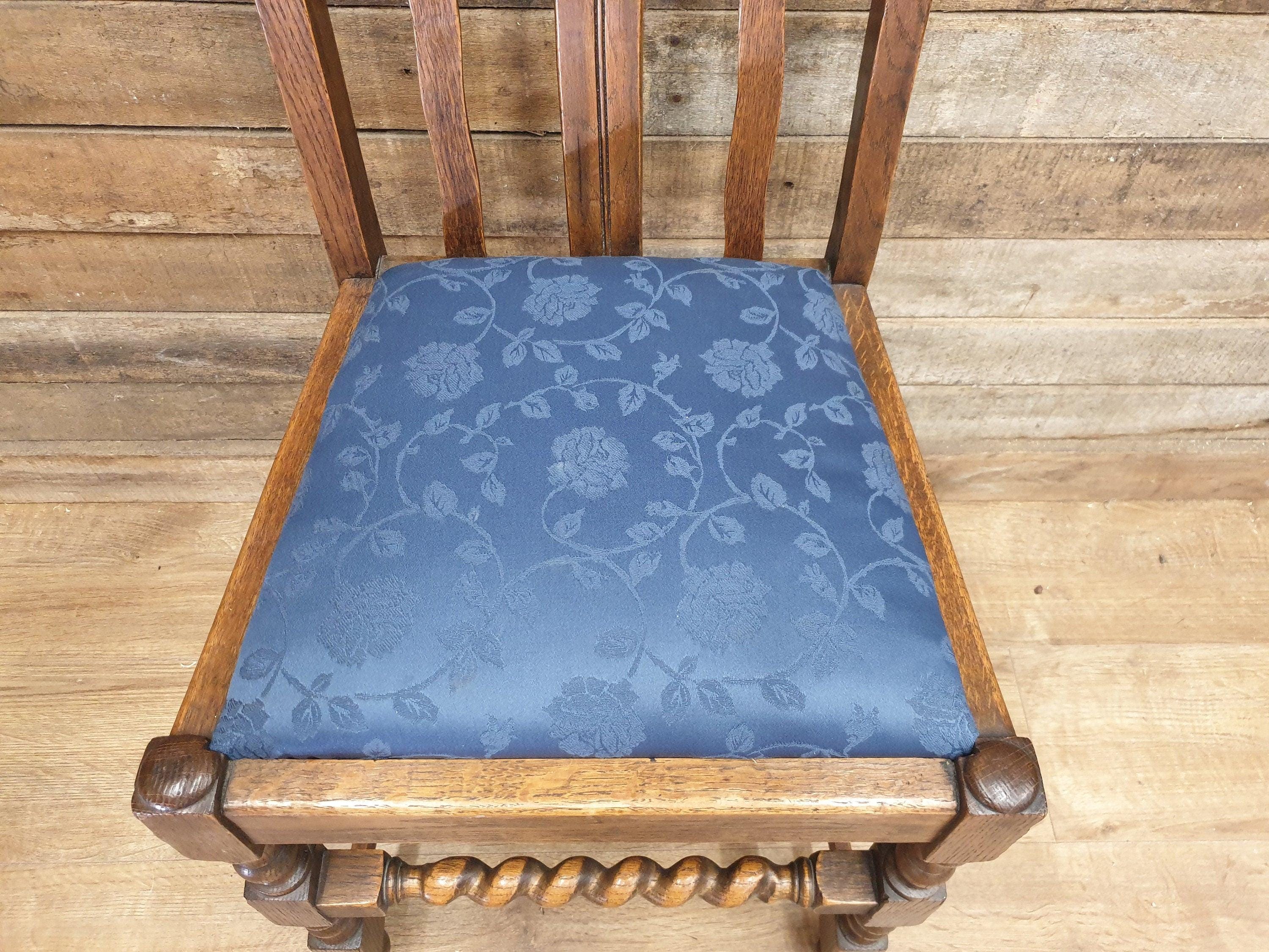 Vintage Early 20thC Barley Twist Oak Slat Back Hall or Bedroom Chair