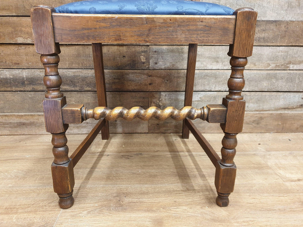 Vintage Early 20thC Barley Twist Oak Slat Back Hall or Bedroom Chair