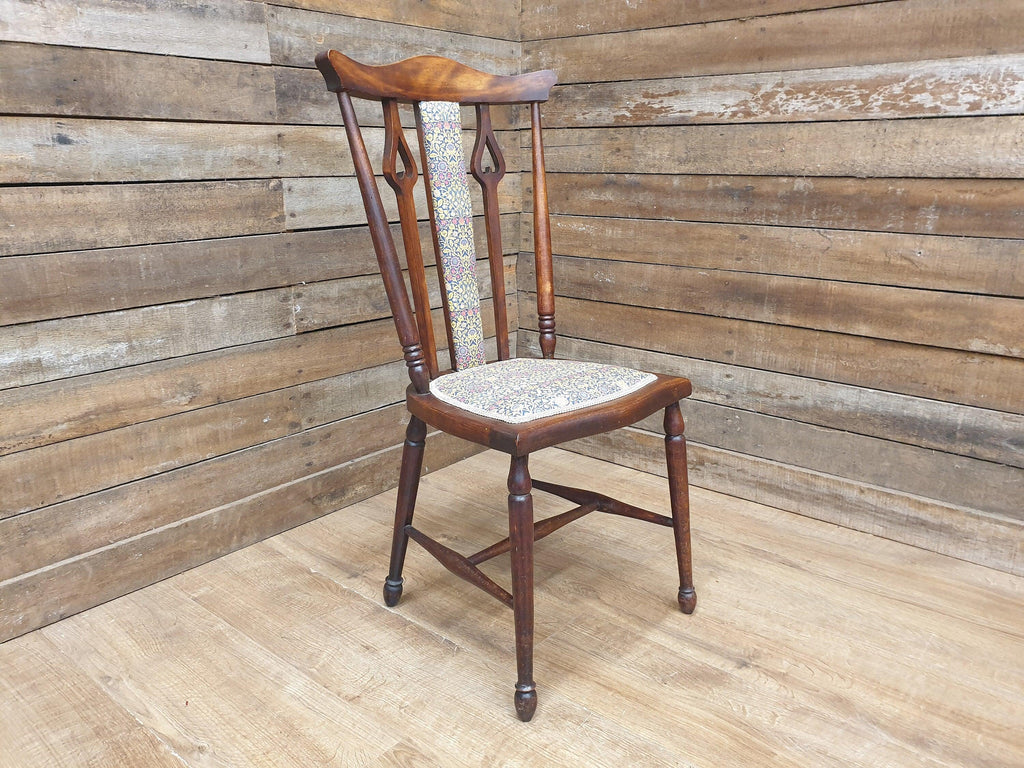 Antique Arts And Craft Mahogany Hall Bedroom Chair William Morris Upholstered
