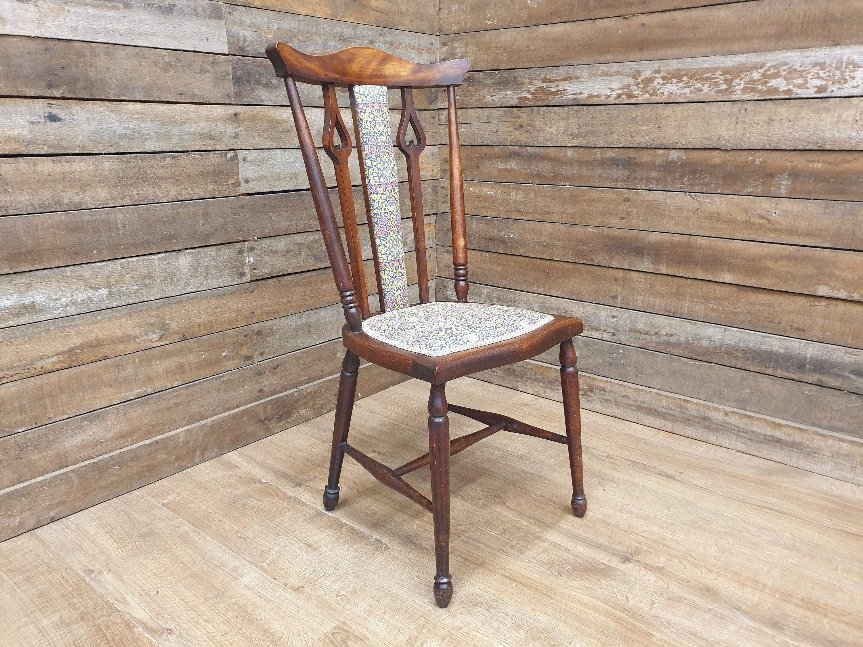 Antique Arts And Craft Mahogany Hall Bedroom Chair William Morris Upholstered