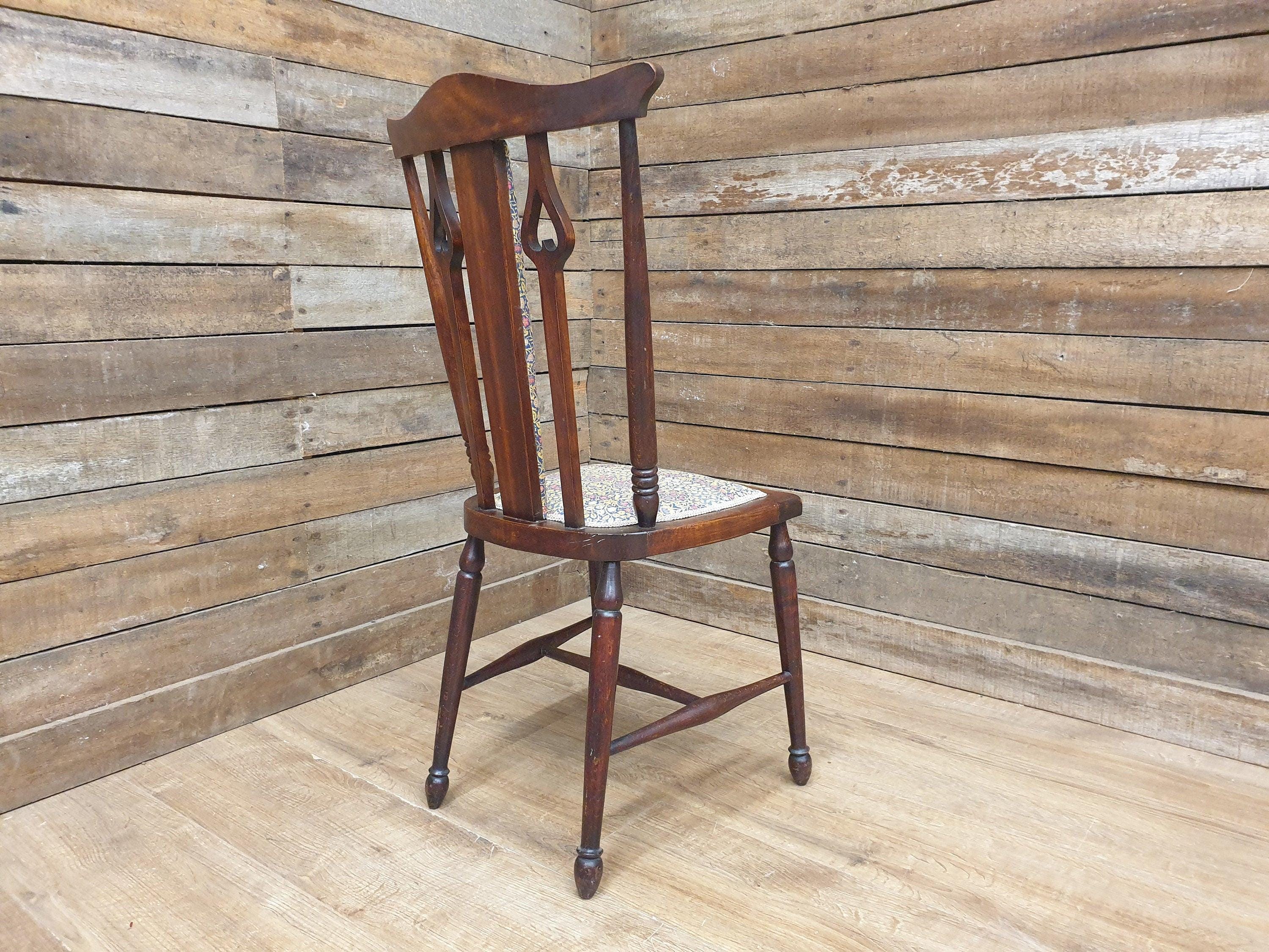 Antique Arts And Craft Mahogany Hall Bedroom Chair William Morris Upholstered
