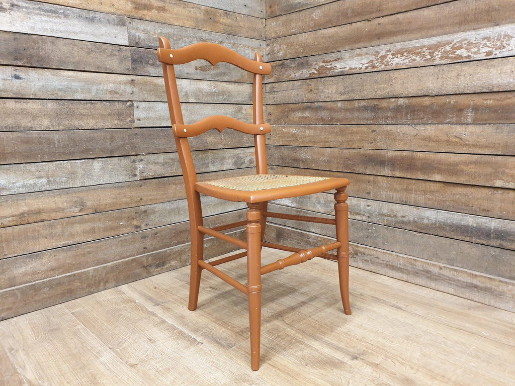 Antique Victorian Woven Cane Seat Bedroom Hall Chair Bergere Over Painted