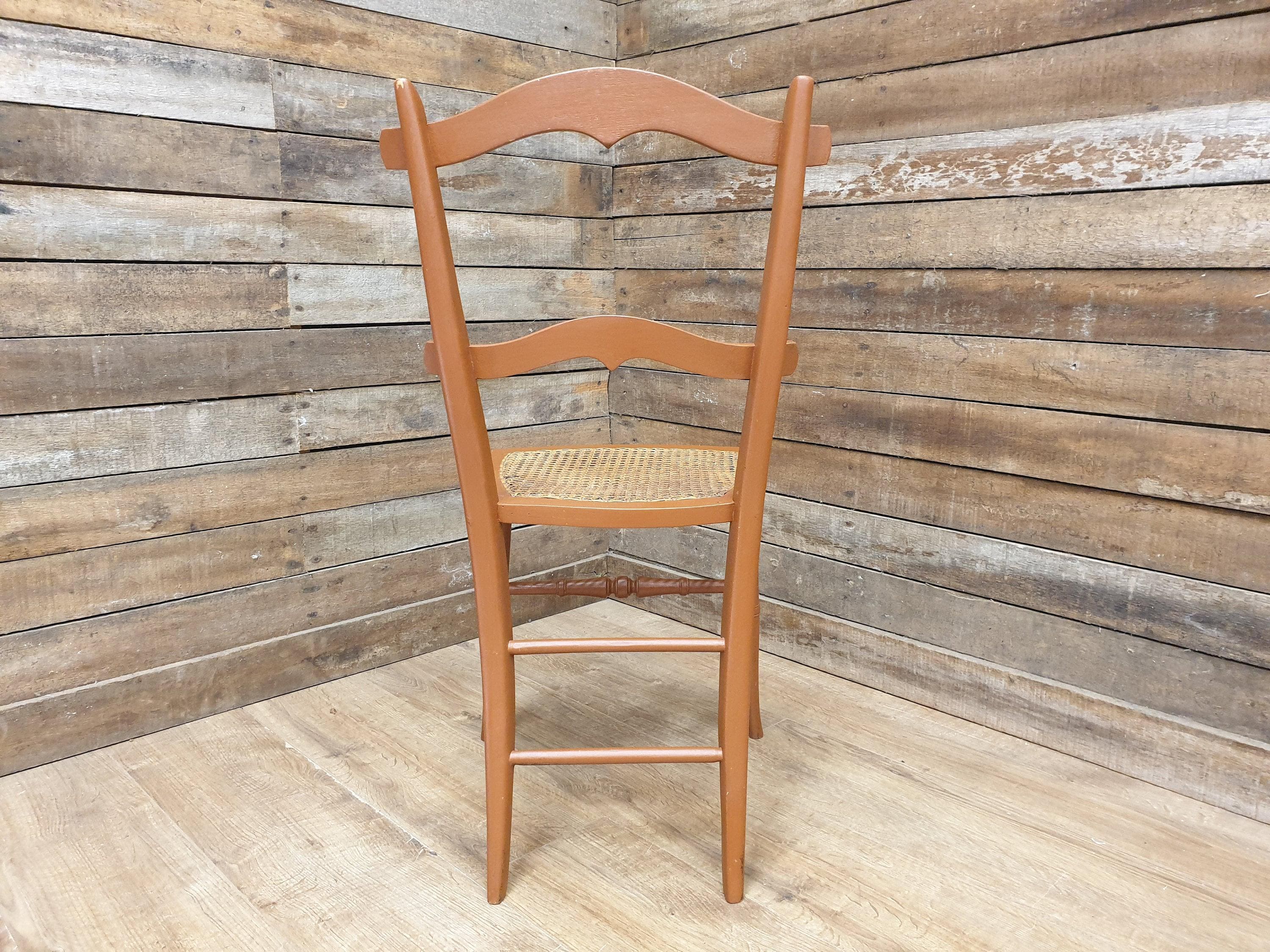 Antique Victorian Woven Cane Seat Bedroom Hall Chair Bergere Over Painted