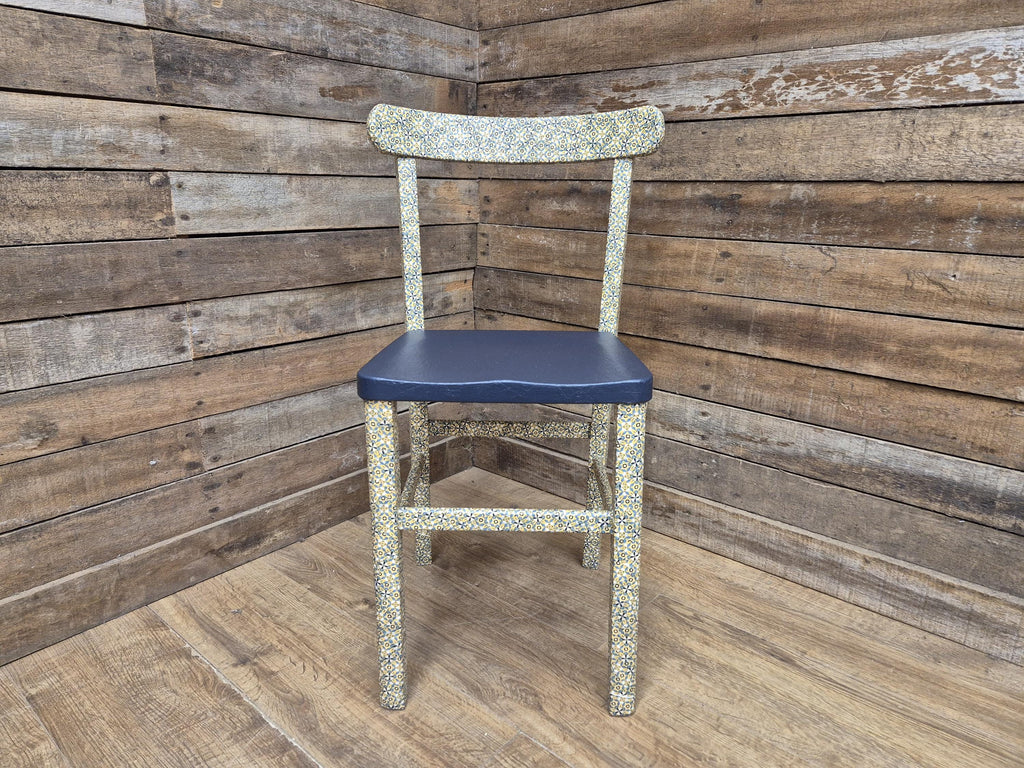 Vintage Upcycled Geometric Designed Decoupage Bedroom Hall Living Room Chair