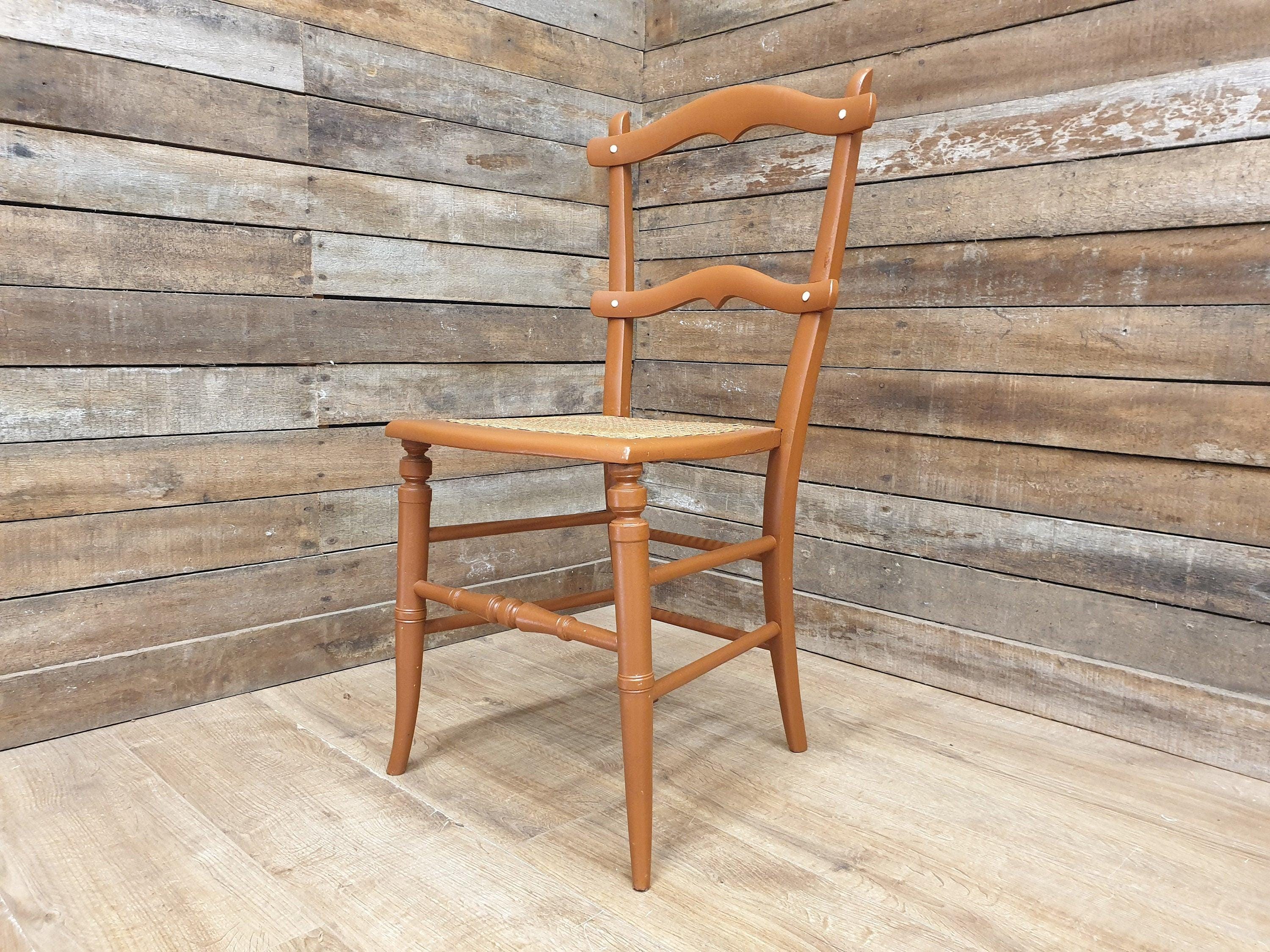 Antique Victorian Woven Cane Seat Bedroom Hall Chair Bergere Over Painted