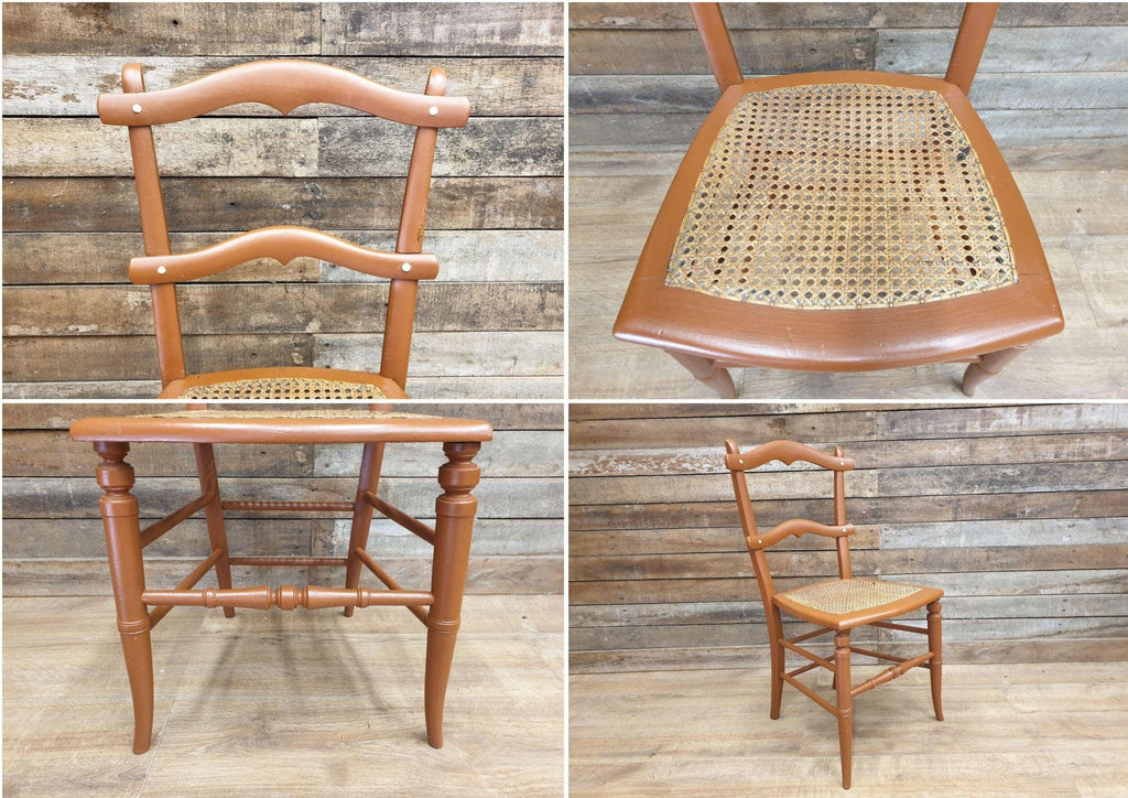 Antique Victorian Woven Cane Seat Bedroom Hall Chair Bergere Over Painted