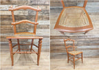 Antique Victorian Woven Cane Seat Bedroom Hall Chair Bergere Over Painted