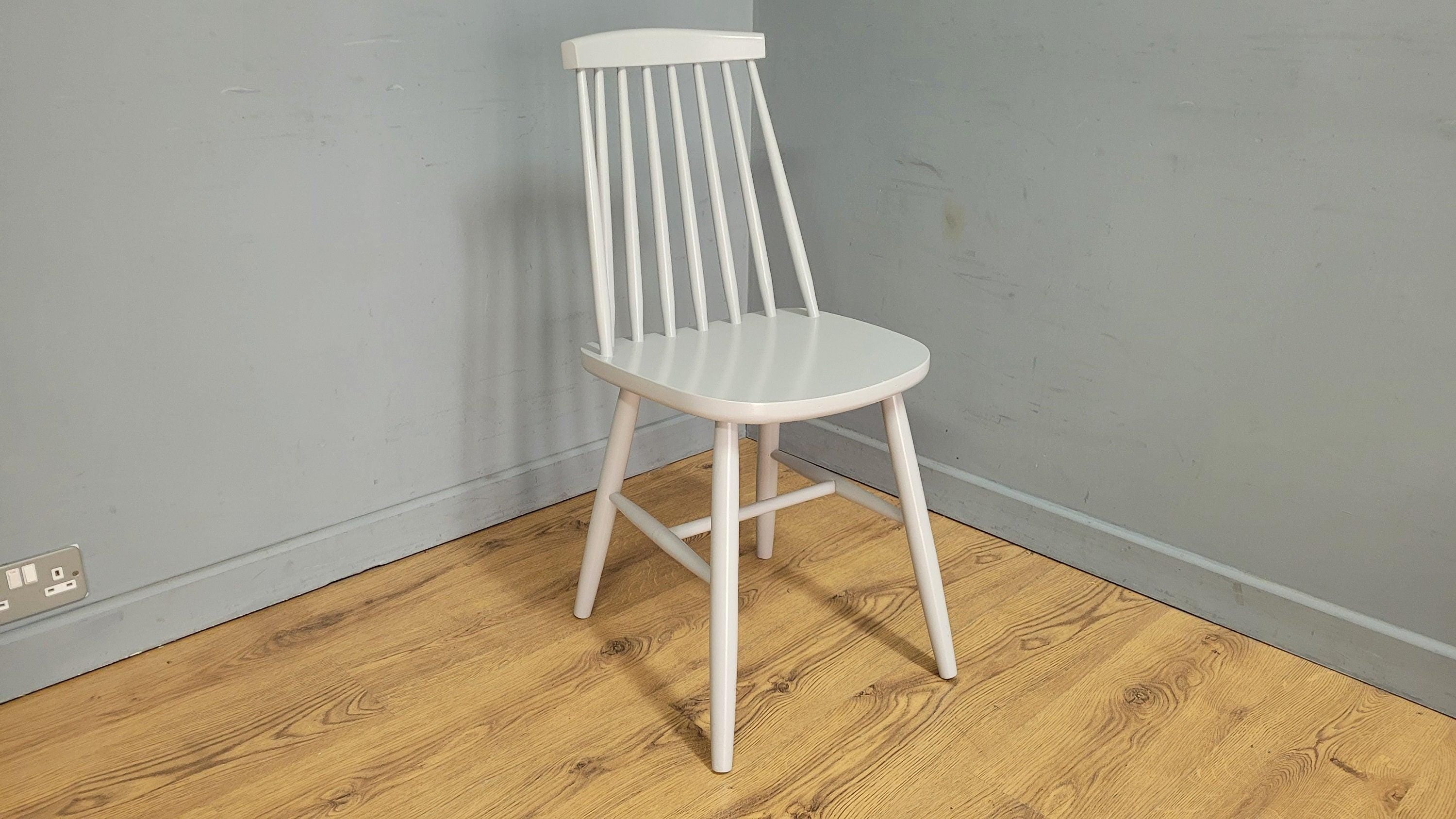 Mid Century Style Grey Stick Back Chair Ideal Bedroom Office Desk Chair